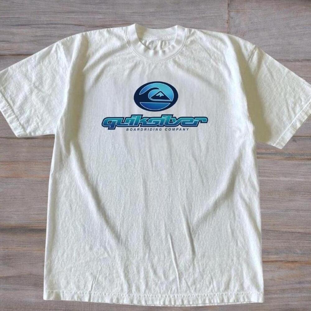Gildan Men White T-Shirt, Quiksilver Surf Graphic Tee